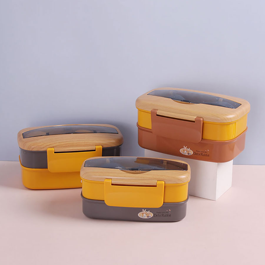 貼心木紋旦形雙層便當(dāng)