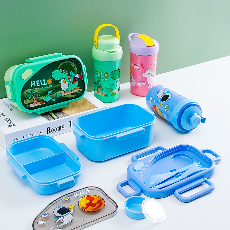 趣悅卡通長方雙層飯盒